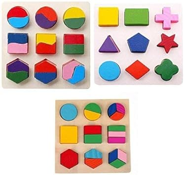 Party Propz Wooden Toys for Toddlers and Kids, Educational Toys (3 Set Geometry)