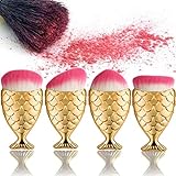 Start 4PC/Set Gold Brush Fish Scale Fishtail Powder Foundation Makeup Cosmetic All Shapes Brush