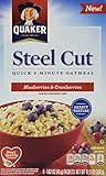 Quaker, Steel Cut, Quick 3-Minute Oatmeal, 8 Count, 12.9oz Box (Pack of 3) (Choose Flavor) (Blueberries & Cranberries)