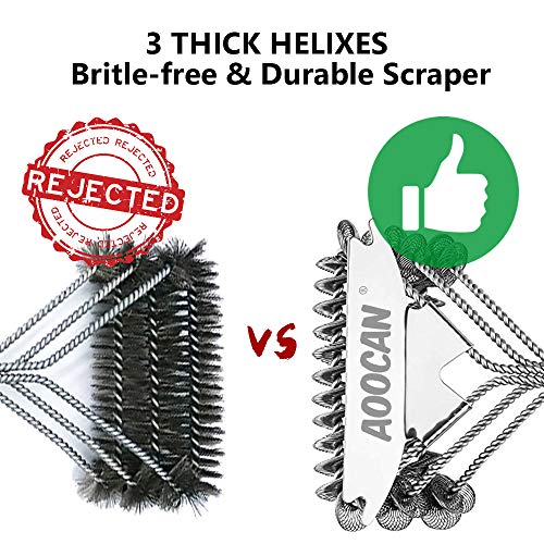 Aoocan Grill Brush and Scraper Bristle Free - 18'' BBQ Brush for Grill - Cleaning with No Wire Bristles, Safe for Porcelain/Weber Gas/Charbroil Grates - Thumbnail 3