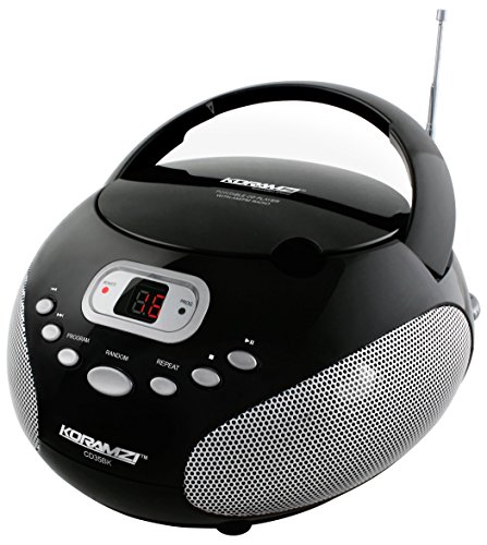 Koramzi-Portable-CD-Boombox-Stereo-Sound-System-with-Top-Loading-CD-Player-AMFM-Radio-and-Aux-Line-In-CD35Black