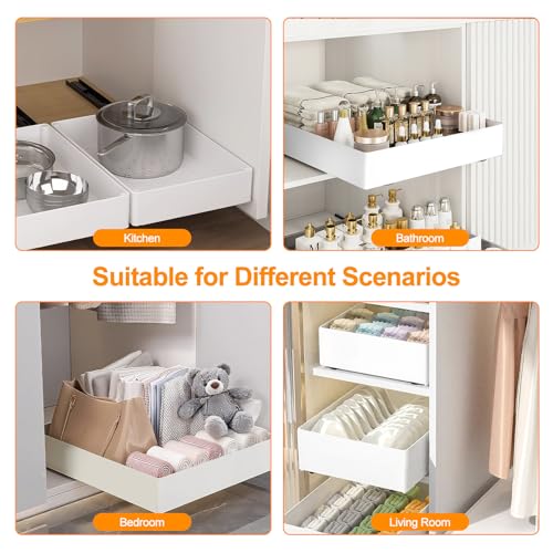 VINATO Set of 3 Removable Kitchen Drawers, Removable Drawers for Cabinets, Removable Cupboard Tray, Removable Kitchen Organizer for Storage, Mounting with Adhesive Tape or Screws