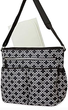 Baby Essentials Tender Kisses Geometric Print Diaper Bag Black 8 PIECE SET