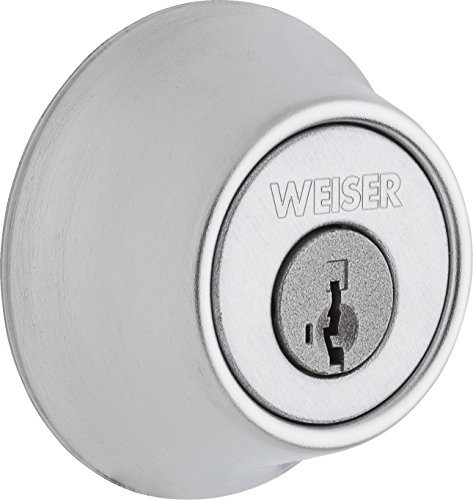Weiser Round Deadbolt Featuring SmartKey, Exterior Door Lock, Satin Chrome (9GDC94710-060)