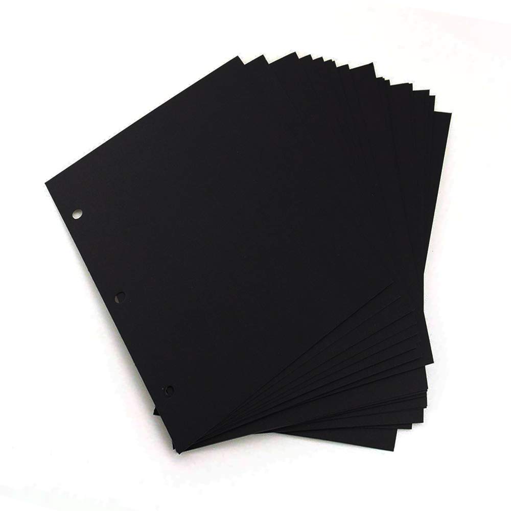 AIOR 30 Sheets / 60 Pages Scrapbooking Black Paper 26 x 18cm, Refill Pages for Leather Scrapbook Album 28 x 21cm