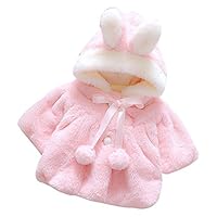 Buedvo Baby Girls Coat Fur Winter Warm Cloak Thick Jacket Warm Hoodies (0-6Months, Pink)