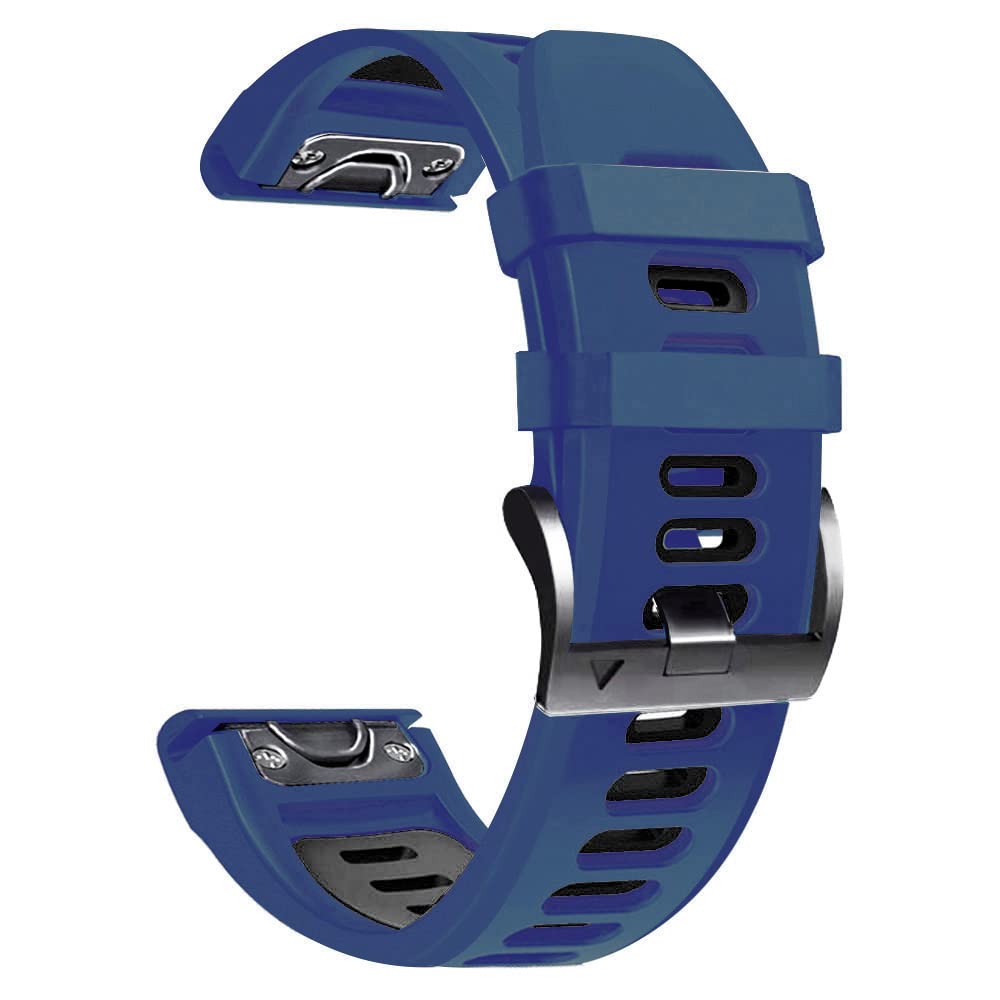 Fleshy Leaf 22mm Tow Color Bracelet Strap Compatible for Garmin Fenix 7, 6, 6 Pro, 5, 5 Plus, Approach S60, S62, Forerunner 935, 945, Quick Release Strap Wristband (Midnight Blue-Black)