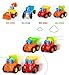 Fu T Powered Cars Push and Go Car Construction Vehicles Toys,Dump Truck, Cement Mixer, Bulldozer, Tractor, Back Cartoon Play for 1 2 3 Years Old Boys Toddlers Kids Gift ( Set of 4)