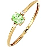Bony Levy 18K Yellow Gold Peridot with Diamond Oval Center Stackable Ring