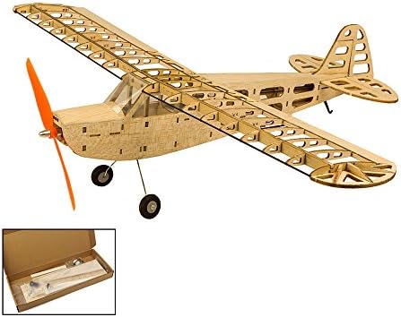 DW Hobby Balsa Wood Building Airplane T08 0.6M Piper Cub J3 Electric Wood Laser-Cutting Aircraft Model J3 with 600mm Wingspan for Adults Need to be Build