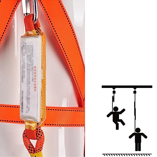 WEIKAXIMU Fall Protection Set: Auffanggeschirr zur Absturzsicherung 5 Points, 2 Hooks, Safety Rope 2 m, with Auffanggerät + Bonus: Reflective Vest and Backpack