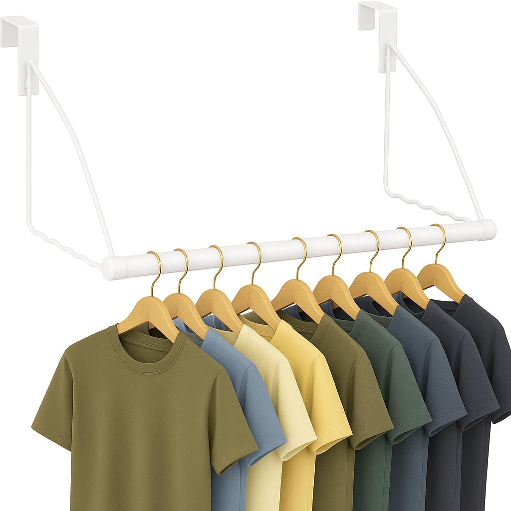 Photo 1 of HOLDN’ STORAGE Over The Door Hanger - Door Rack Hangers for Clothes - Space Saving Designed for Bedroom & Bathroom - Ideal for Clothes & Towels - Drying Rack, White