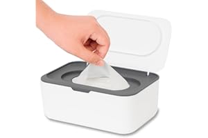 Rattmety Wipes Dispenser Holder - Refillable Baby Wipes Container with Silicone Seal to Keep Wipes Fresh - Minimalist Rectang