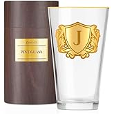 Onebttl Personalized Pint Glass for Men, Custom Alcohol Gifts for Beer Lovers, Unique Birthday, Christmas Gifts for Him, Dad, Husband, Boyfriend, J