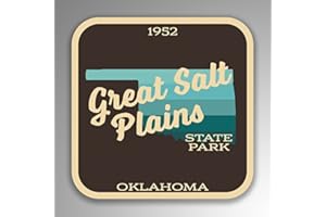 JMM Industries Great Salt Plains State Park Oklahoma Vinyl Decal Sticker Retro Vintage Look 2-Pack 4-inches by 4-inches Premium Quality UV Protective Laminate SPS419