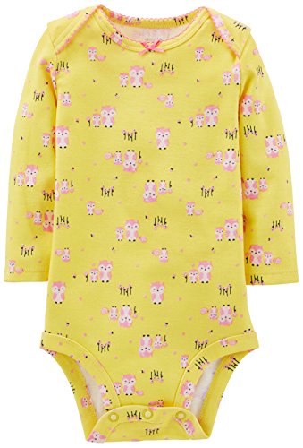 Simple Joys by Carter's Girls' 5-Pack Long-Sleeve Bodysuit, Pink, Gray, White, Yellow, Preemie