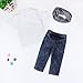 Rorychen Little Boys Stylish 3pcs Clothing Outfits:Solid Shirt+Scarf+Jeans(2-8T)