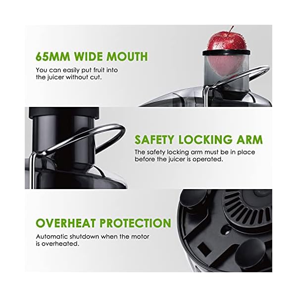 VEATON Juicer Electric Extractor Whole Fruit and Vegetable, Wide Mouth Centrifugal Juice Machine Dual Speed Settings and…