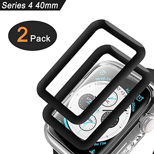 Apple Watch Series 4 Screen Protector 40mm Tempered Glass Screen Protector(2 -Pcs),Premium Surface Hardness Full Coverage Metal Frame Tempered Glass Screen Protector for Apple Watch 4/3/2/1