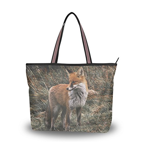 Women's Designer Handbags Fashion Big Canvas Washable Tote Bags Shoulder Bag Top-handle Bag with Fox for Shopping Travel Work