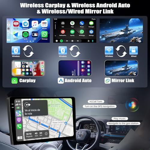 4+128G Android 15CAMECHO Car Radio for Renault Trafic 2 Opel Vivaro A Nissan Primate 2010-2014, 10 Inch GPS Radio with Bluetooth WiFi Wireless Carplay Android Auto FM RDS + Backup Camera