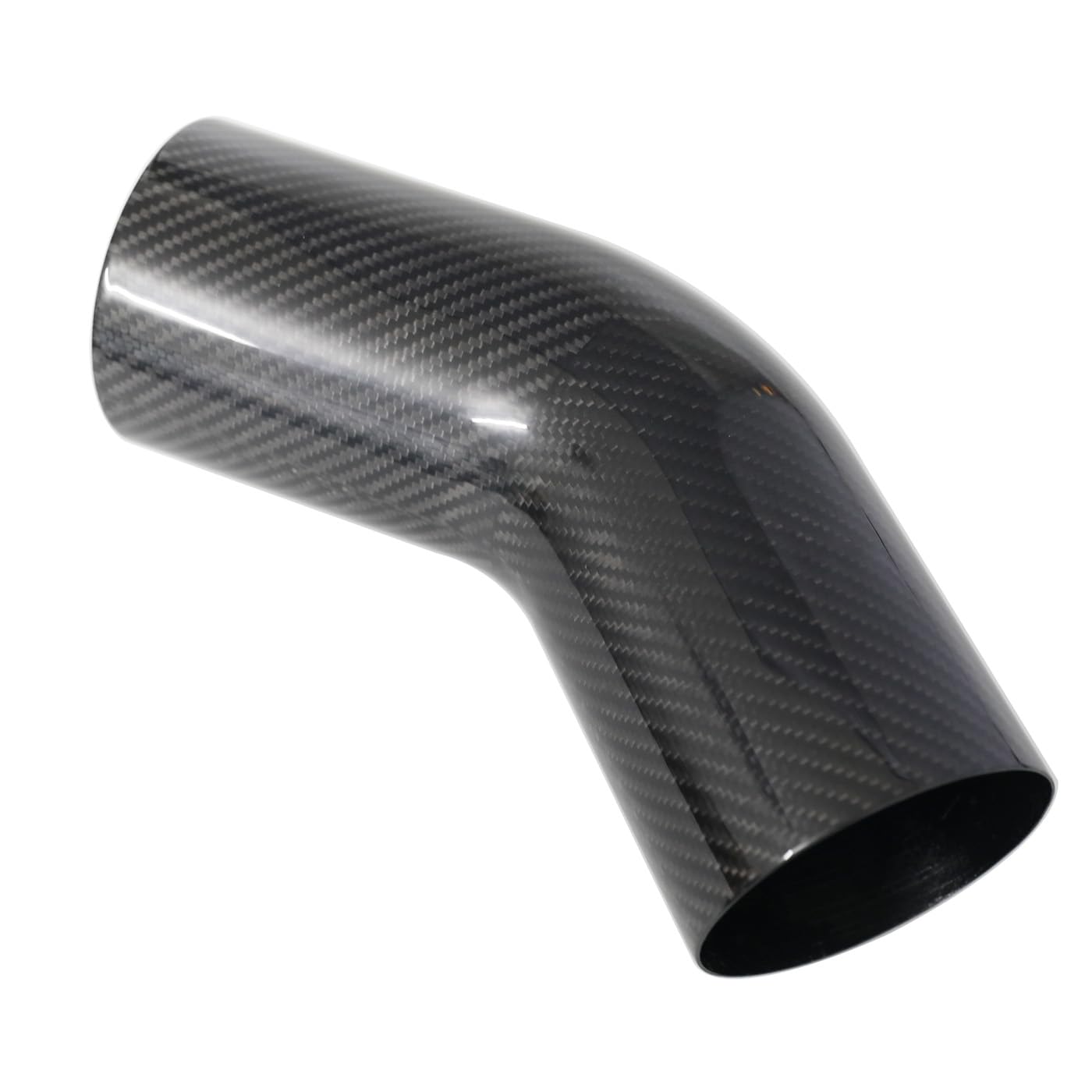 Photo 1 of KRD PERFORMANCE 102mm (4") OD, Leg Length 150mm (6"), 45 Degree Carbon Fiber Bend Elbow Pipe, 4 Inch Outer diameter, 1.5mm Thickness, 3K Twill Real Carbon Fiber Bent Tube