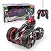 SZJJX Five Wheels Race Stunt Car 2WD Remote Control RC Vehicle with LED Headlights Extreme High Speed 360 Degree Rolling Rotating Rotation Red