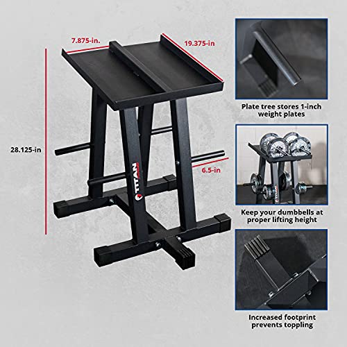 Titan Fitness Dumbbell Column Stand and Plate Tree, 260 LB Capacity