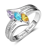 Personalized Mothers Rings with 3 Simulated Birthstones Rings for Mother Mom Name Rings (7)