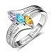 Personalized Mothers Rings with 3 Simulated Birthstones Rings for Mother Mom Name Rings (7)