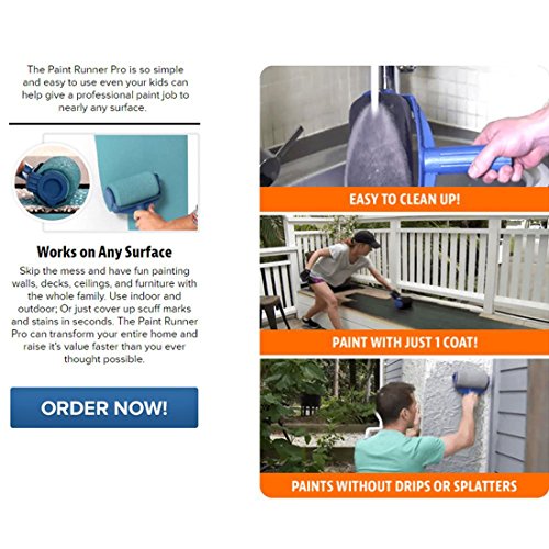 Paint Runner Pro Roller Brush Painting Handle Tool No Prep, No Mess