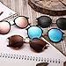 JIM HALO Classic Round Sunglasses for Men Women Polarized Lens UV400 (Shiny Black/Polarized Green)