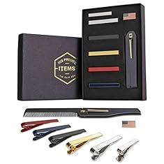 Tie Bar Clip Set for Men -[6 Pc]- Pinch / Hold Skinny & Regular Ties - Gift Box 