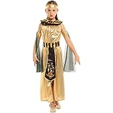 Dressy Daisy Cleopatra Costume Girls Kids Egyptian Queen Goddess Outfit Accessories Set, Halloween Dress Up Size 4T - 14