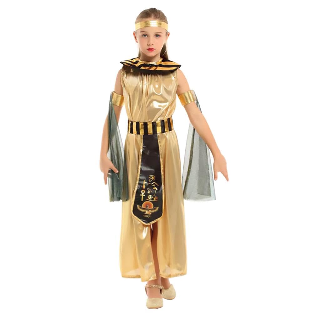 Lito Angels Egyptian Cleopatra Fancy Dress Up Costume Party Outfit with Accessories for World Book Day Kids Girls Age 8-9 Years, Gold Black — image 1