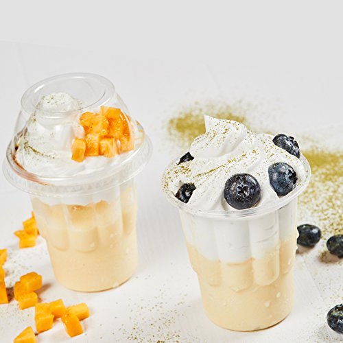 OTOR 8oz Clear Plastic Ice Cream Cups with Dome Lid, Parfait Cup 100