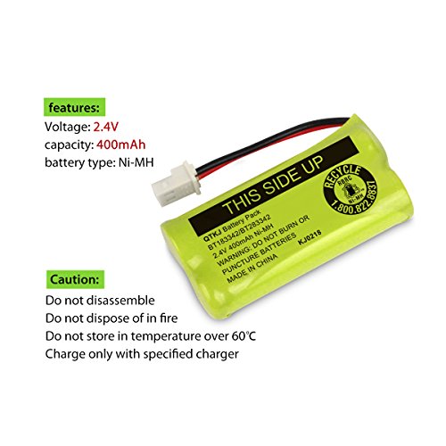 QTKJ Ni-MH 2.4V Cordless Phone Battery for VTech BT-166342 BT-266342 BT-162342 BT-262342 BT183342 BT-183342 CS6719 CS6114 Sanik 2SN-AAA40H-S-X2 AT&T CL80100 CL81100 Cordless Handsets (Pack of 6)