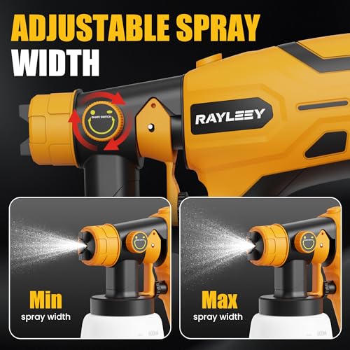 RAYLEEY Cordless Paint Sprayer Compatible with DEWALT 18V Battery, 600W Electric HVLP Spray Gun, 1000ml Container, 3 Copper Nozzles, for Fences, Walls, Ceiling, Cabinets, Tool Only (Style A)