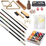 Pool Table - Premium Billiard 32 Pieces Accessory Kit - Pool Cue Sticks Bridge Ball Sets