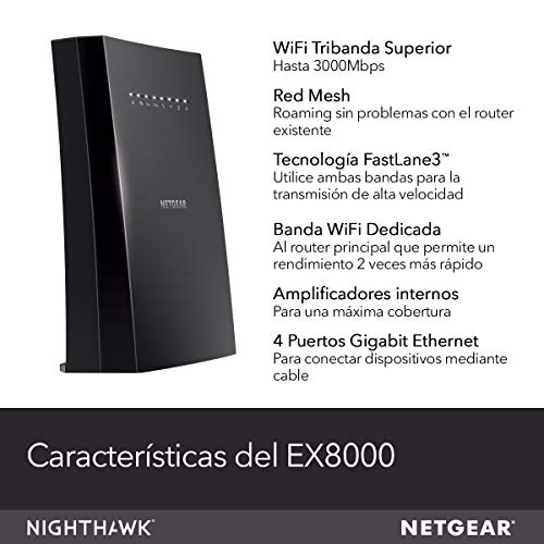NETGEAR-Repetidor-WiFi-EX8000-Amplificador-Wifi-Mesh-AC3000-Triband-compatibilidad-universal