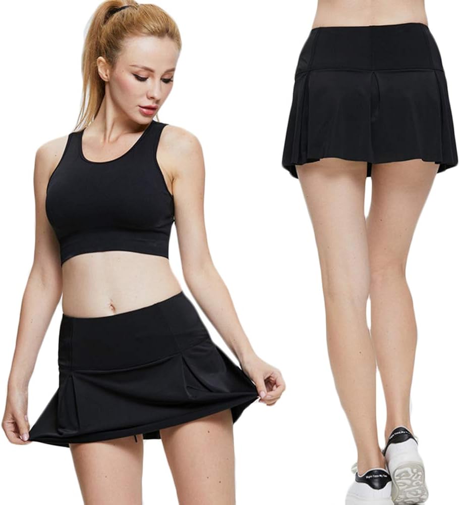 Activewear Women Pleated Tennis Skirts Shorts Skort Mini Dress Skirt