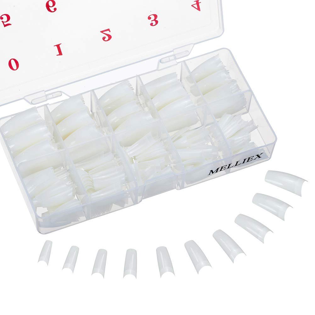 500 Pieces Natural False Nails 10 Sizes Oval Fake Nail French Acrylic Style Artificial Fake Art Nails Tips with Box for Women Girls (Size - A)