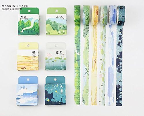 NIF 6 Rolls Washi Tape Set Masking Tape for Notebook , DIY Crafts and Gifts Decorative Tape Notebook Adhesive Tape 0.59 inch Chinese Style Beautiful Scenery in Summer