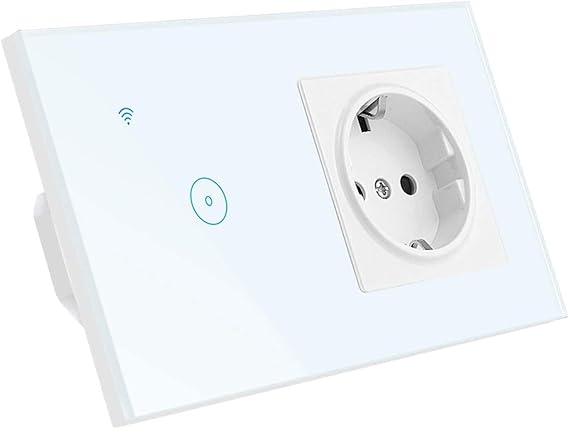 Zcalo de la UE 16A con interruptor de luz inteligente socket Durable 123 de pandillas y 5 orificios compatible con Alexa y Google Home neutral requerido 1123 Color White Size 1 Gang