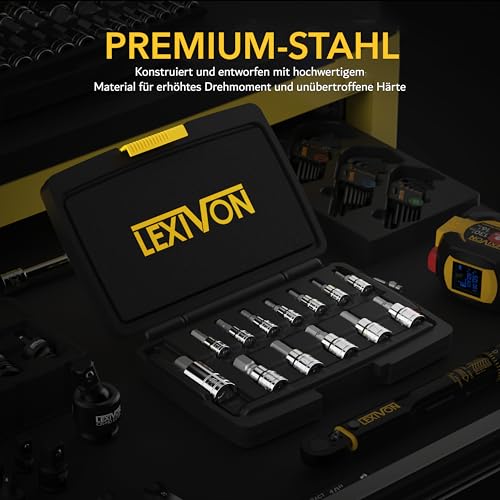 Lexivon Hex Socket Set, Premium S2 Alloy Steel, 13-Piece Metric 2 mm - 14 mm Set, Improved Storage Case (LX-141)