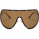 willochra Ladies Polarized Sunglasses Fashion Vintage Goggles Eyewear for Men Oversized Big Frame Rivet Sun Glasses UV400 F27