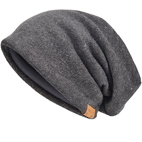 Men's Cool Cotton Beanie Slouch Skull Cap Long Baggy Hip-hop Winter Summer Hat (Grey)