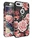SKYLMW Apple iPhone 7 Plus Case Cute Flowers for Girls/Women Smooth Surface Three Layer Shockproof Protective Cover,Floral Black