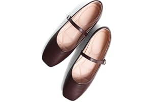 TN TANGNEST Leather Flats for Women Comfortable Square Toe Slip On Flats Soft Work Flats Retro Mary Jane Flats