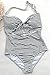 CUPSHE Fashion Women's Stripe Cutout Halter One-Piece Halter Padding Swimsuit (L, Stripe)
